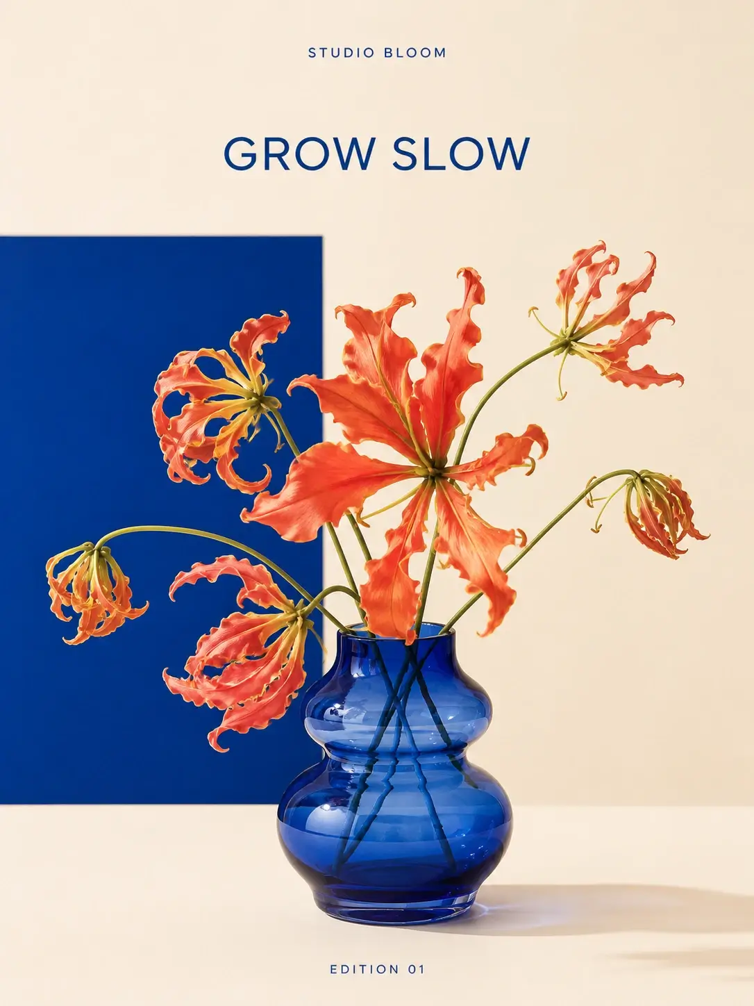見出し GROW SLOW の STUDIO BLOOM フラワーポスター